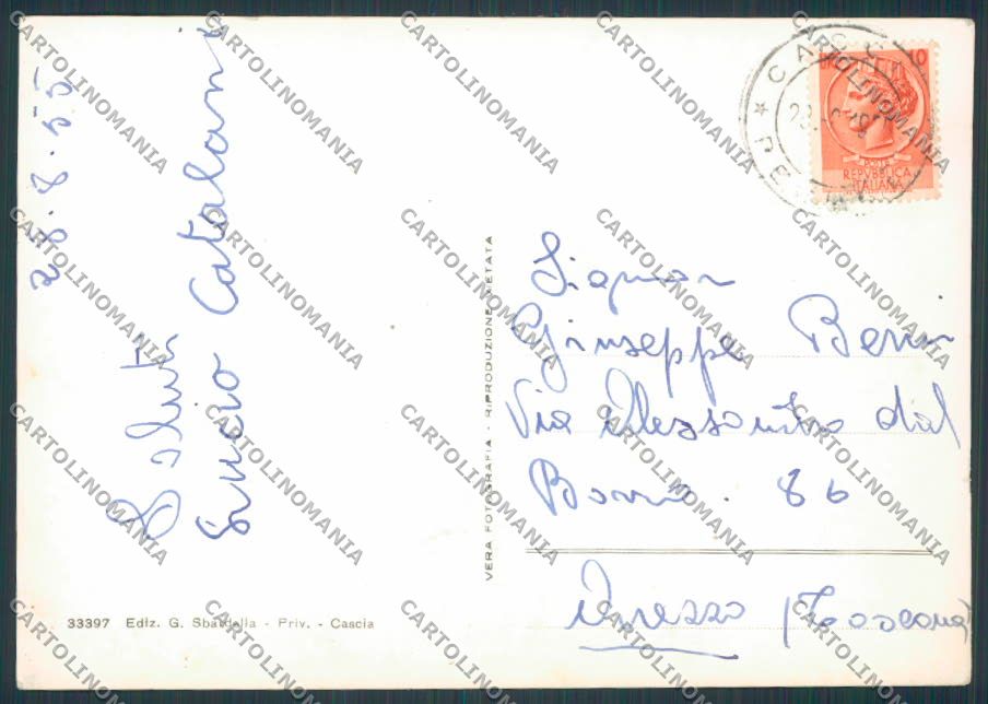 Perugia Cascia Panorama PIEGHINA foto FG cartolina BB8921 – retro