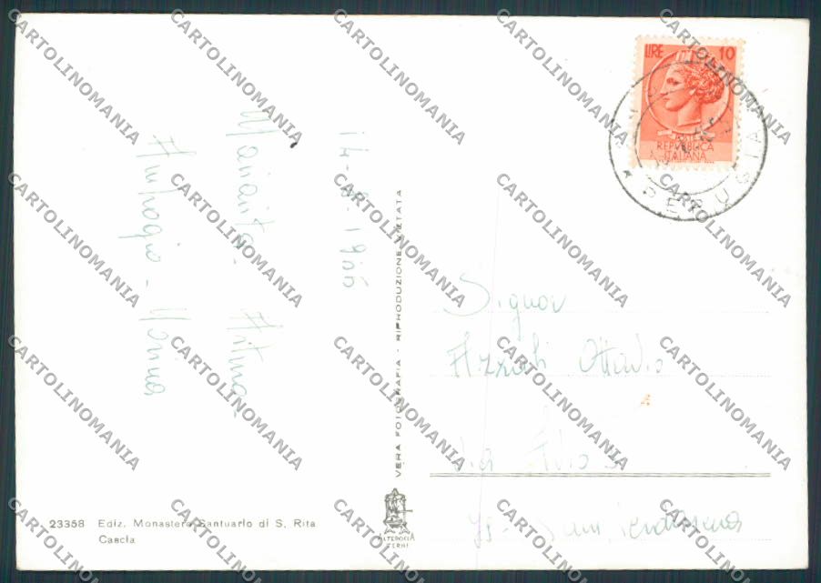 Perugia Cascia Saluti da foto FG cartolina BB8923 – retro