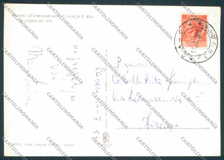Perugia Cascia Saluti da foto FG cartolina BB8924 – retro