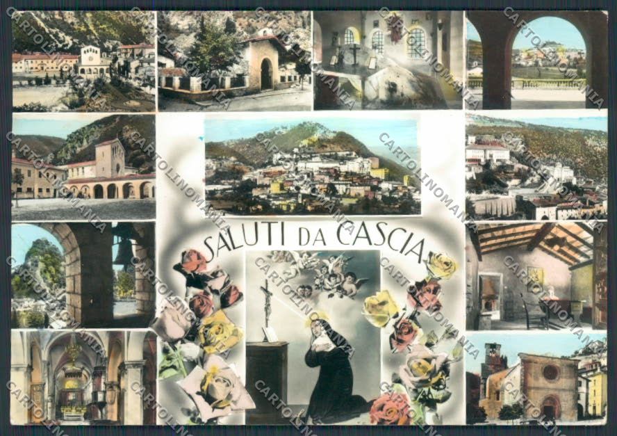 Perugia Cascia Saluti da foto FG cartolina BB8926 – fronte