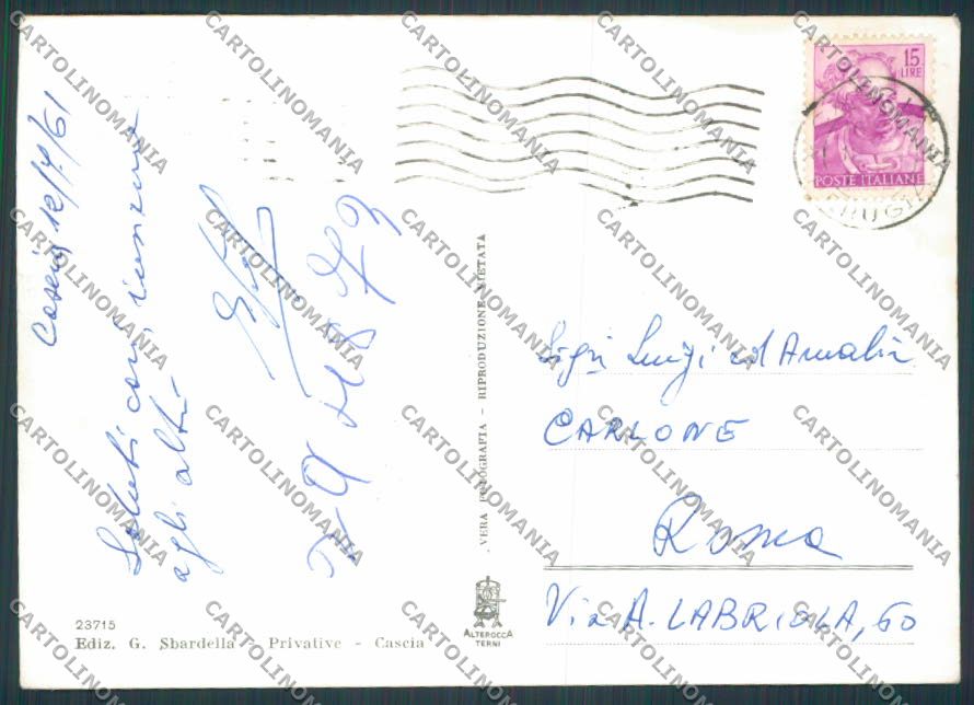 Perugia Cascia Saluti da foto FG cartolina BB8926 – retro