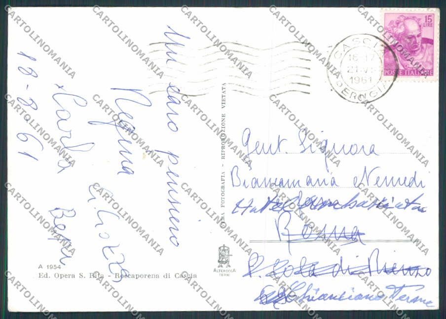 Perugia Cascia Saluti da Roccaporena foto FG cartolina BB8927 – retro
