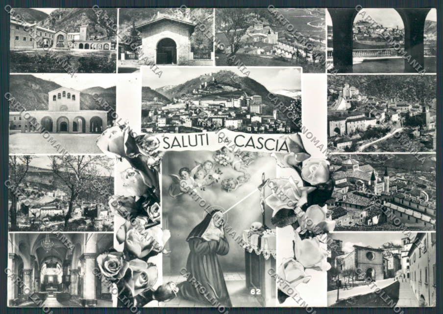 Perugia Cascia Saluti da foto FG cartolina BB8928 – fronte