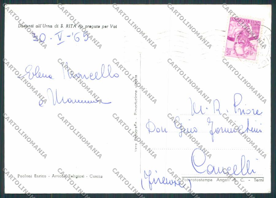 Perugia Cascia Saluti da foto FG cartolina BB8932 – retro