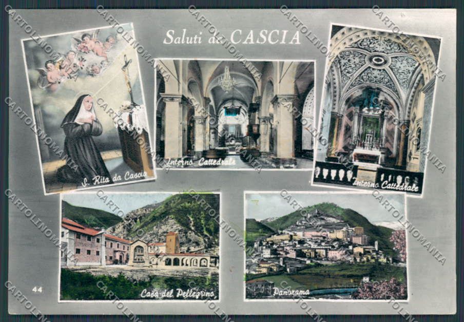 Perugia Cascia Saluti da foto FG cartolina BB8933 – fronte