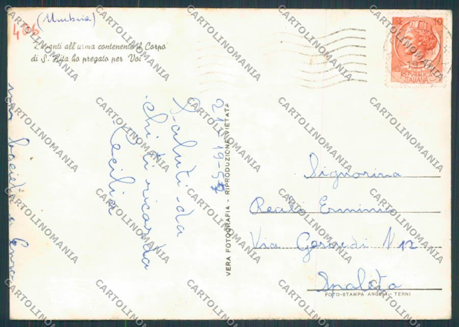 Perugia Cascia Saluti da PIEGHE foto FG cartolina BB8934 – retro