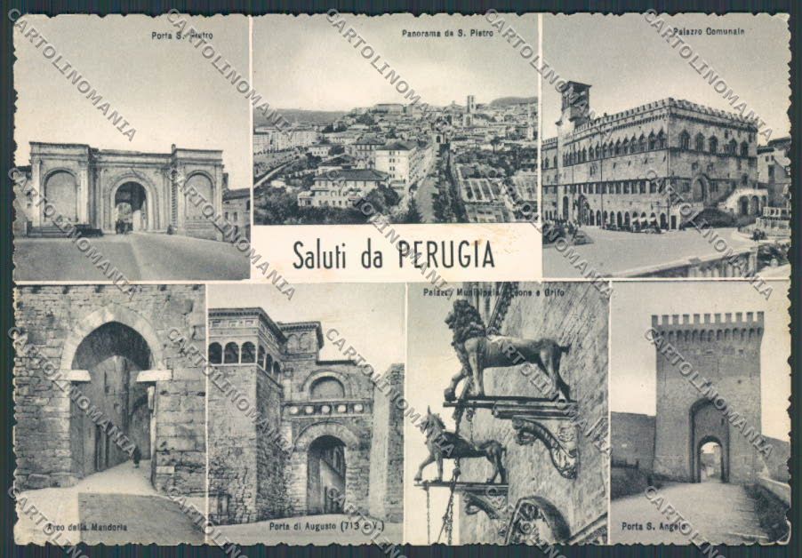 Perugia città Saluti da ABRASA cartolina BB8950 – fronte