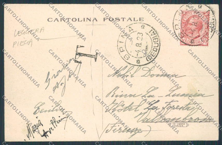 Perugia Spina Castello PIEGATA cartolina BB9010 – retro