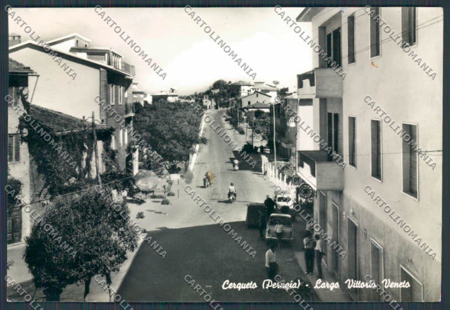 Perugia Cerqueto Largo Vittorio Veneto PIEGA MACCHIA foto FG cartolina BB9035 – fronte
