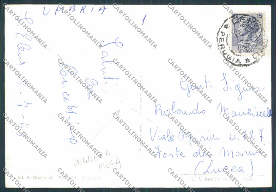 Perugia Cerqueto Largo Vittorio Veneto PIEGA MACCHIA foto FG cartolina BB9035 – retro