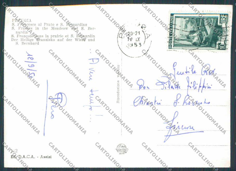 Perugia città San Francesco al Prato foto FG cartolina BB9055 – retro