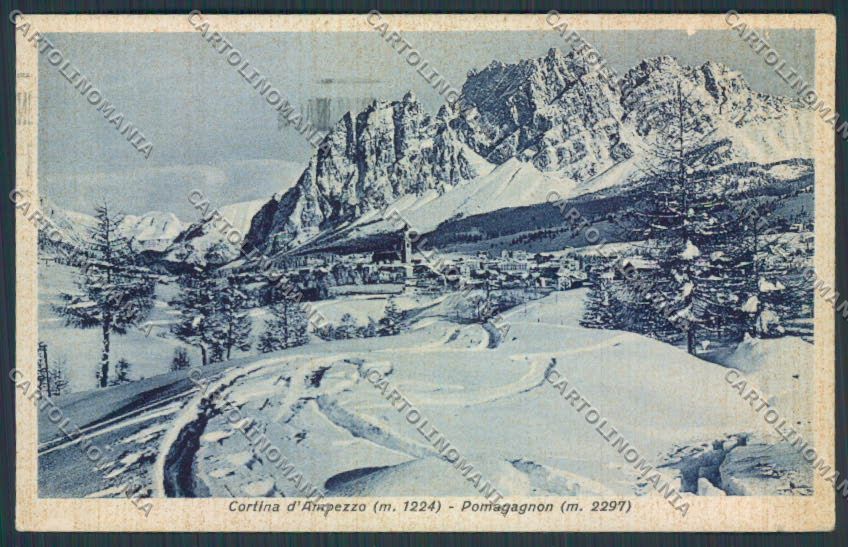 Belluno Cortina Pomagagnon Nevicata cartolina BB9099 – fronte