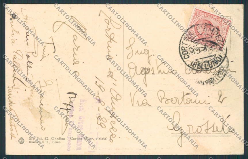 Belluno Cortina Grand Hotel Miramonti cartolina BB9120 – retro