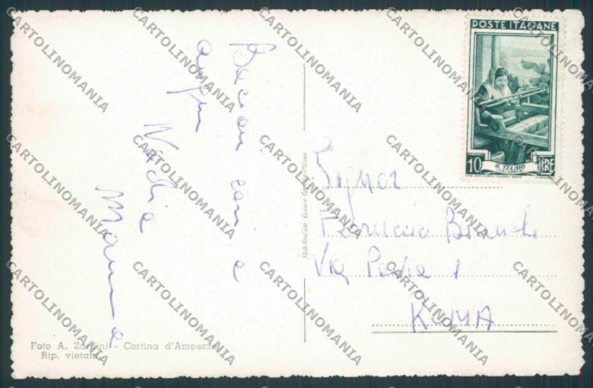 Belluno Cortina Grandi Alberghi Savoia cartolina BB9121 – retro