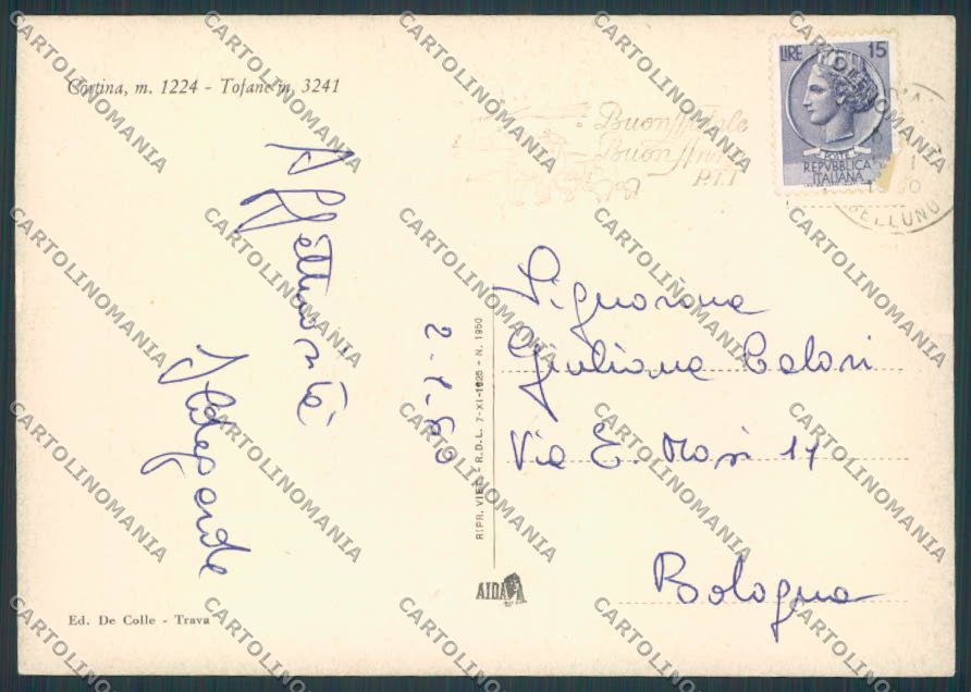 Belluno Cortina Panorama FG cartolina BB9159 – retro