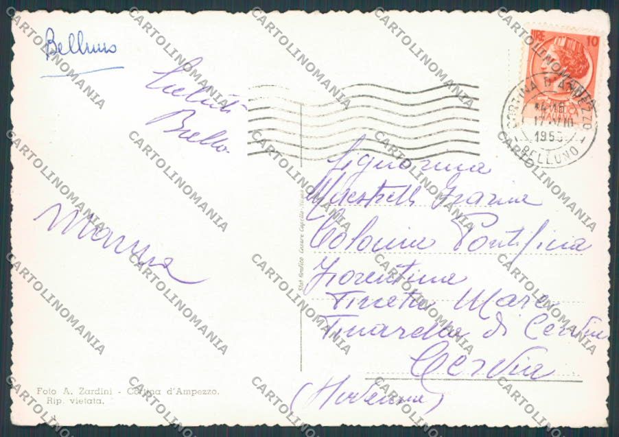 Belluno Cortina Majestic Hotel Miramonti FG cartolina BB9172 – retro