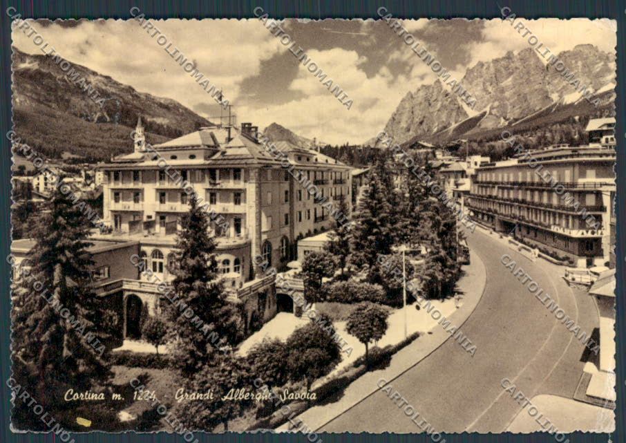 Belluno Cortina Grandi Alberghi Savoia PIEGHINE FG cartolina BB9173 – fronte