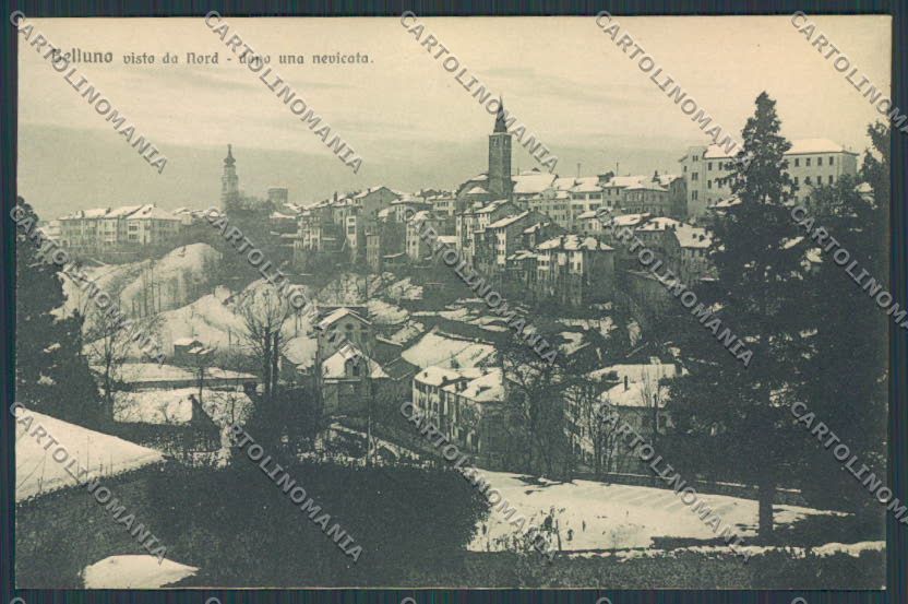 Belluno Città Panorama Nevicata cartolina BB9189 – fronte