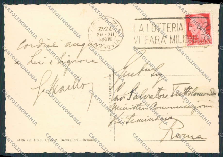 Belluno Città Porta di Rugo FG cartolina BB9196 – retro