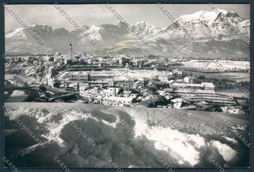 Belluno Città Nevicata RIFILATA foto FG cartolina BB9201 – fronte