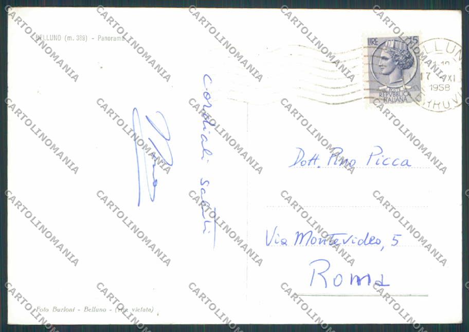 Belluno Città Panorama foto FG cartolina BB9207 – retro