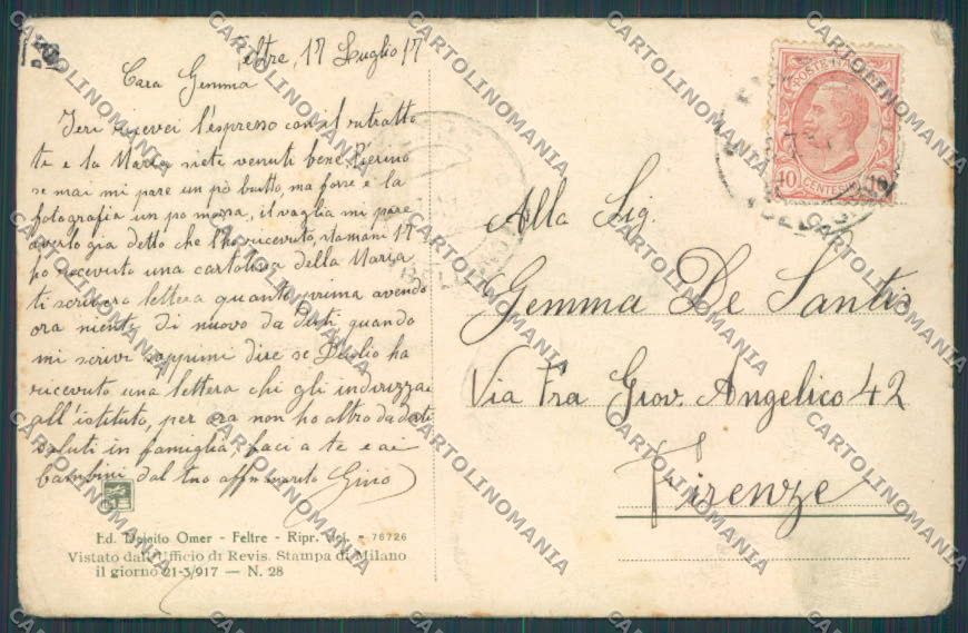 Belluno Feltre Teatro Plazzo Guarnieri PIEGHINE cartolina BB9217 – retro