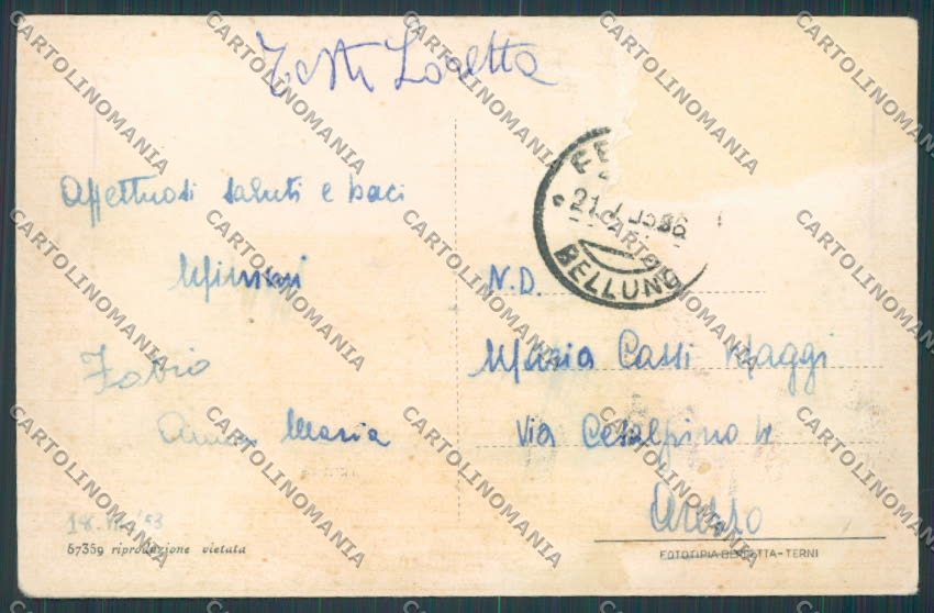 Belluno Feltre Panorama ABRASA cartolina BB9221 – retro