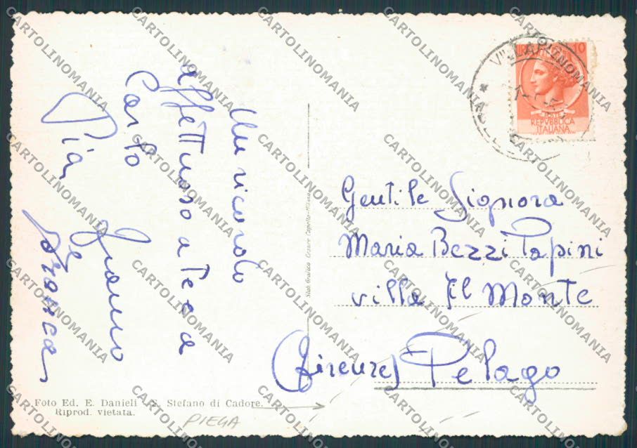 Belluno Auronzo PIEGHE FG cartolina BB9239 – retro