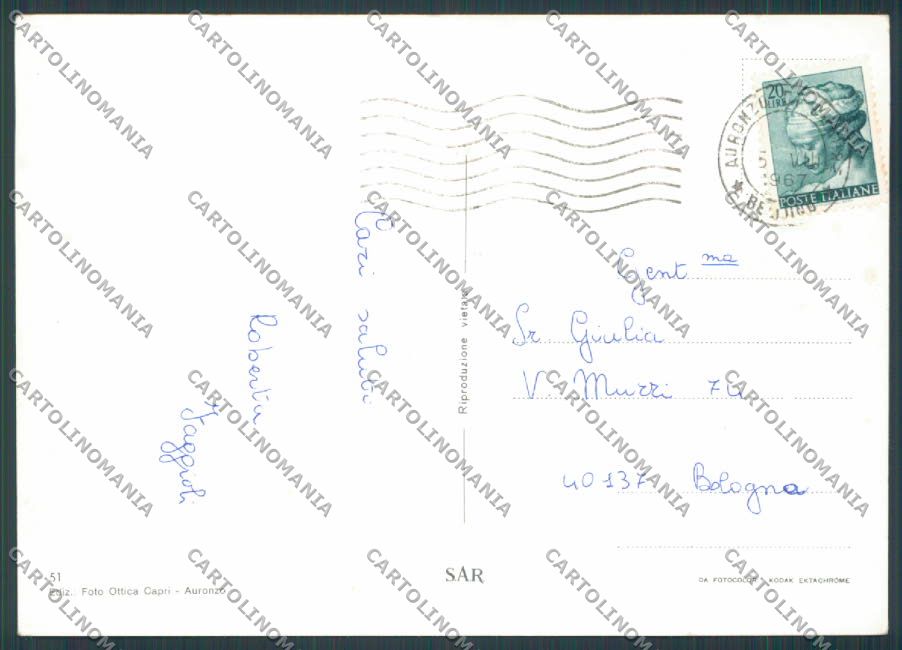 Belluno Auronzo Saluti da Vedutine foto FG cartolina BB9253 – retro