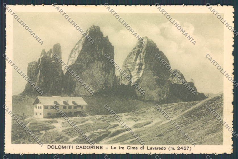 Belluno Dolomiti Cadorine Cime di Lavaredo PIEGHINA cartolina BB9281 – fronte