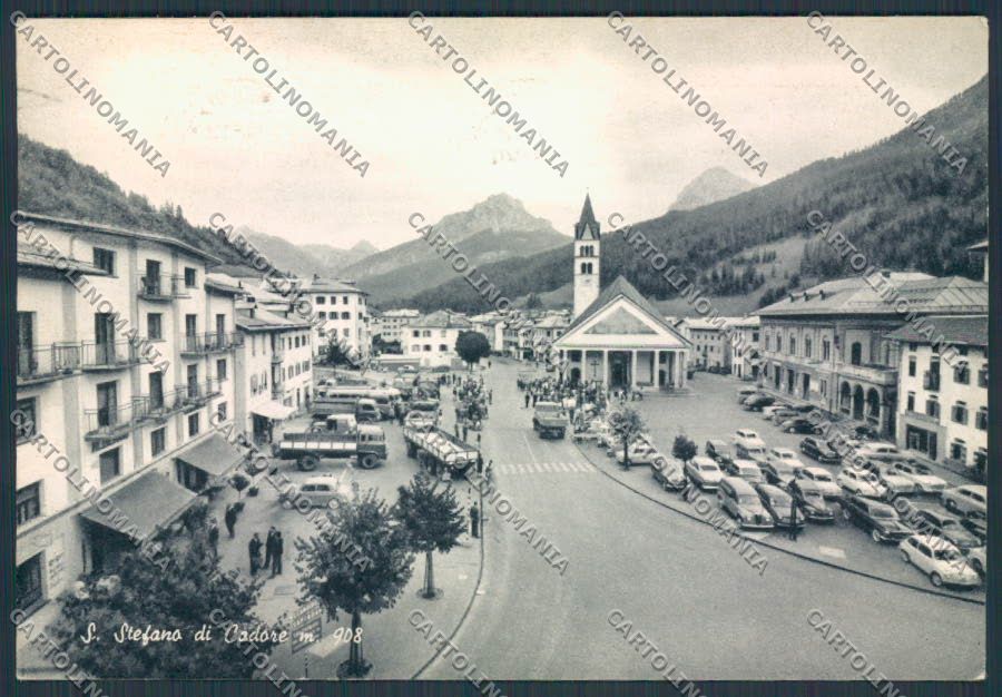 Belluno Santo Stefano di Cadore Chiesa Auto FG cartolina BB9320 – fronte