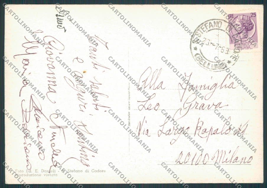 Belluno Santo Stefano di Cadore Chiesa Auto FG cartolina BB9320 – retro