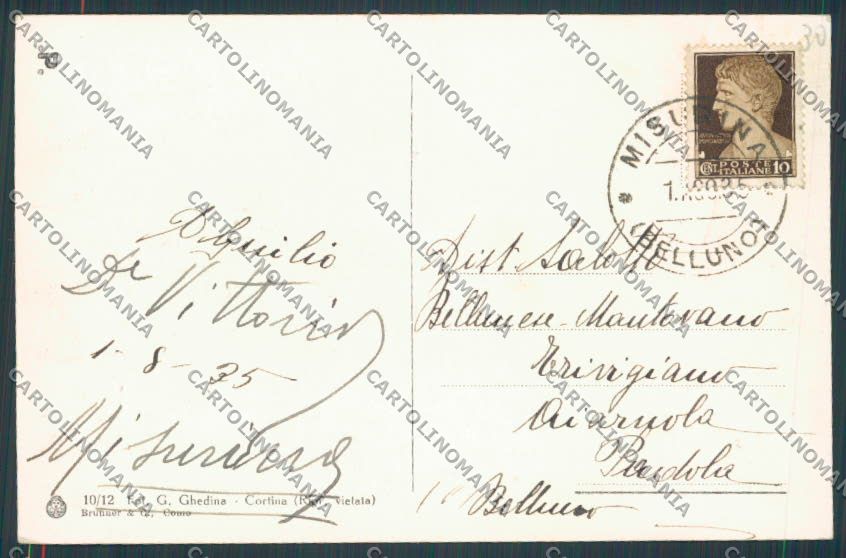 Belluno Misurina Lago di cartolina BB9354 – retro