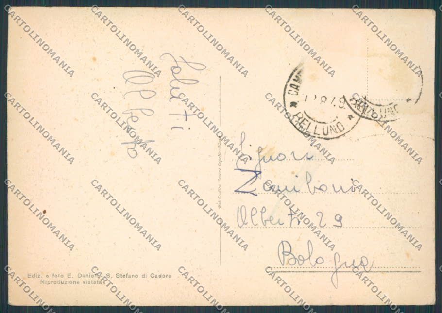 Belluno Campolongo PIEGHINA ABRASA FG cartolina BB9375 – retro