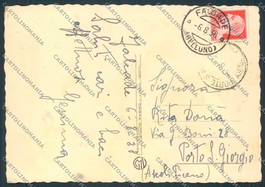 Belluno Falcade FG cartolina BB9383 – retro