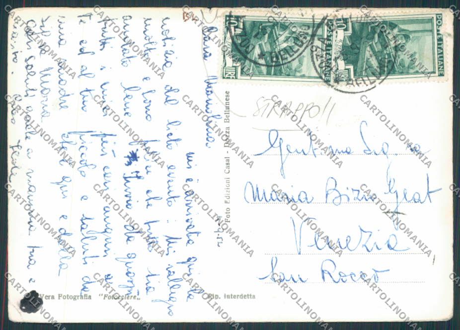 Belluno Pieve Dozza Sommariva Valle Zoldana STRAPPO foto FG cartolina BB9415 – retro