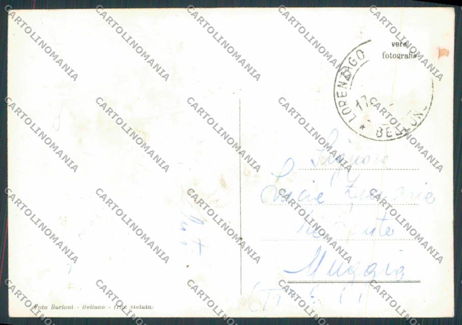Belluno Passo della Mauria Vedutine foto FG cartolina BB9425 – retro