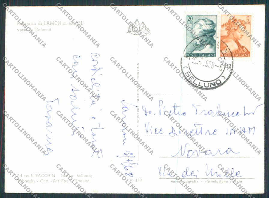 Belluno Lamon foto FG cartolina BB9438 – retro