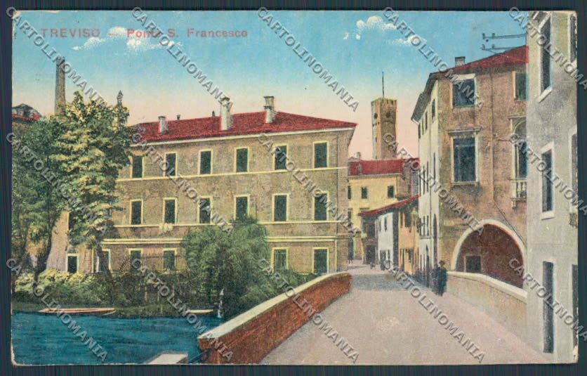Treviso Città Ponte Sanm Francesco RETRO BIANCO cartolina BB9457 – fronte