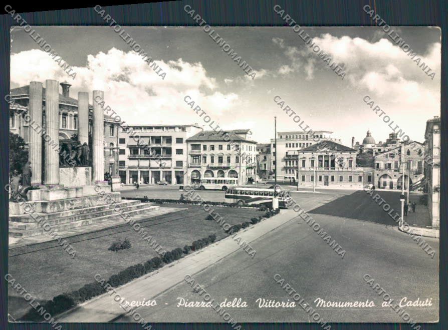 Treviso Città Piazza della Vittoria Autobus PIEGHINE foto FG cartolina BB9493 – fronte