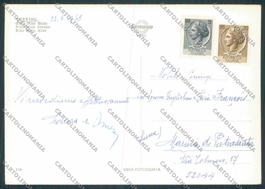 Treviso Città Nino Bixio foto FG cartolina BB9495 – retro