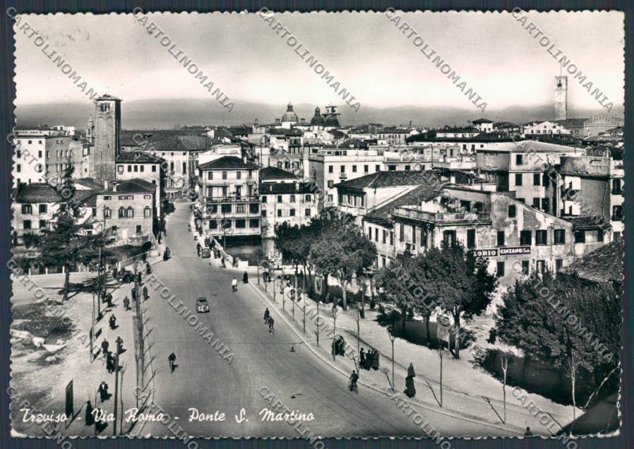 Treviso Città Via Roma PIEGHE foto FG cartolina BB9501 – fronte