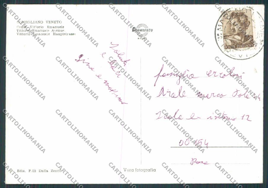 Treviso Conegliano Corso Vittorio Emanuele PIEGHINE foto FG cartolina BB9538 – retro