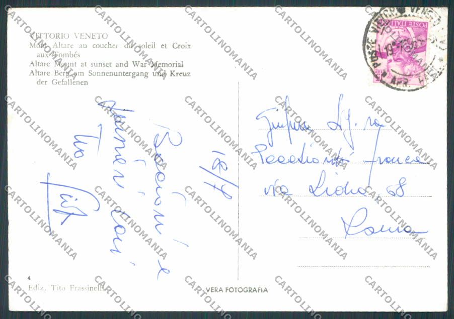 Treviso Vittorio Veneto Monte Altare PIEGA foto FG cartolina BB9572 – retro