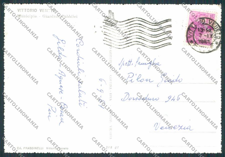 Treviso Vittorio Veneto Municipio foto FG cartolina BB9578 – retro