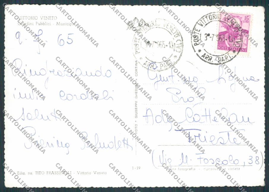 Treviso Vittorio Veneto Municipio foto FG cartolina BB9581 – retro