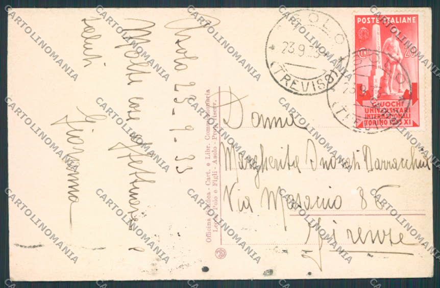 Treviso Asolo Casa Duse cartolina BB9598 – retro