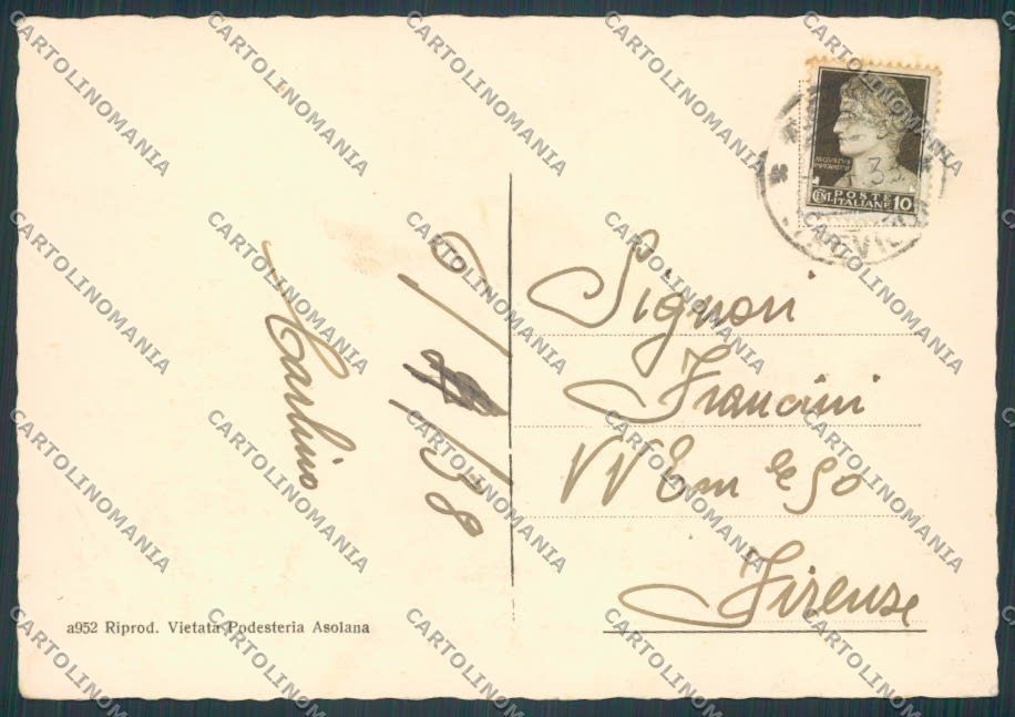 Treviso Asolo Castello Regina Carnaro FG cartolina BB9616 – retro