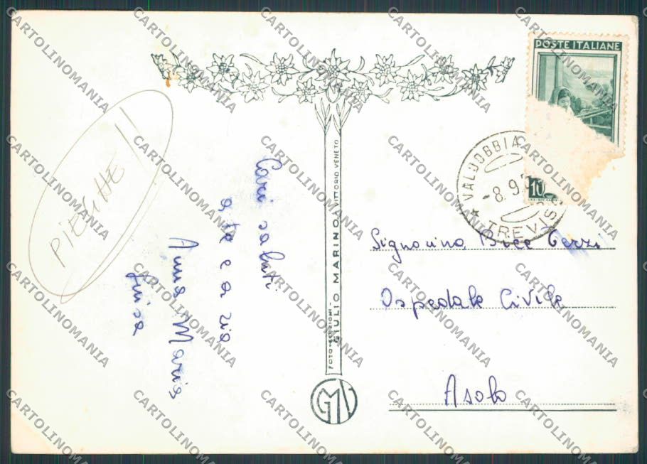 Treviso Valdobbiadene Panorama PIEGHE foto FG cartolina BB9638 – retro