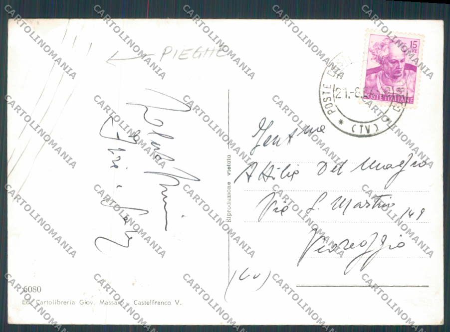 Treviso Castelfranco Veneto Vedutine PIEGHE foto FG cartolina BB9680 – retro
